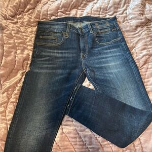 R13 Jeans Womens Sz 30 Blue Boy Skinny Vintage Dark Mid Rise Italian Made Denim